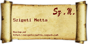 Szigeti Metta névjegykártya